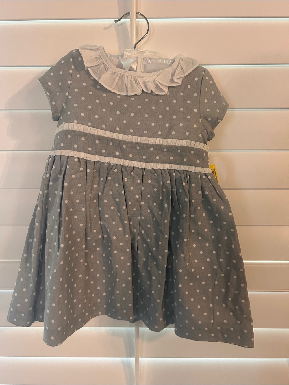 Edgehill Collection Gray Polka Dot Ruffle Collar Dress